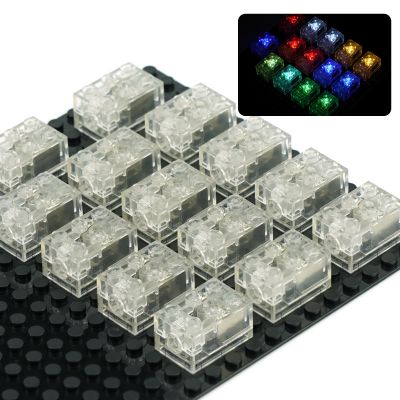 Pamvava Lights Bricks Kit LED Light Up, 14 Pieces 2x3 Classic Transparent Accessories Brick Set, Compatible with Major Brands
