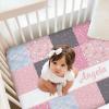 Personalized Baby Girl Bedding Set, Custom Name Crib Comforter, Moon & Rainbow Nursery Bedding, 2 Piece Set with Fitted Sheets view 2