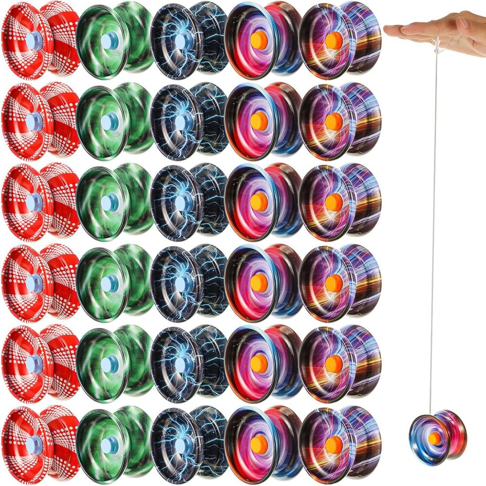 Lenwen 30 Pieces Halloween Yoyo Alloy Metal Yo Yo Responsive Colorful Trick Yoyo Responsive Ball for Beginners, Adults Players, 5 Styles
