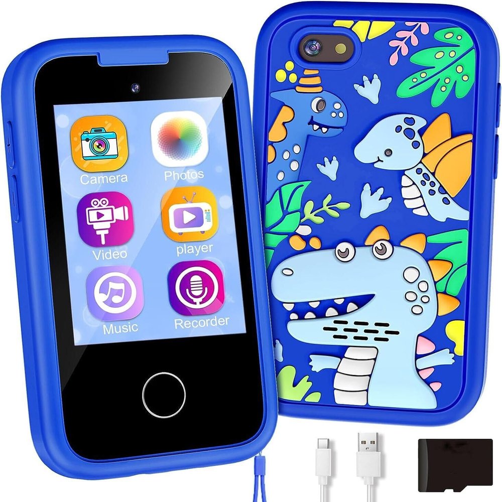 Kids Phone for Boys, Toddler Smart Phone for Girls 3 4 5 6 7 8 Years Old, Birthday Gift for Boys Age 3-8, Pretend Play Toy Phone, Fake Cell Phone with Games, MP3 Music Player(Blue)