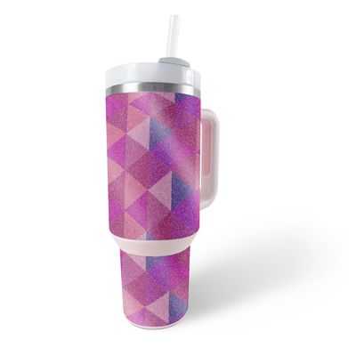 MightySkins Glossy Glitter Skin Compatible with Stanley The Quencher H2.0 FlowState 40 Oz Tumbler - Pink Kaleidoscope | Protective, Durable High-Gloss Glitter Finish | Easy to Apply