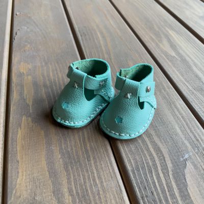 Waldorf Doll Light Blue Shoes for 16-14 inch Dolls | Handmade Leather Doll Footwear & Boots (Without Lace)