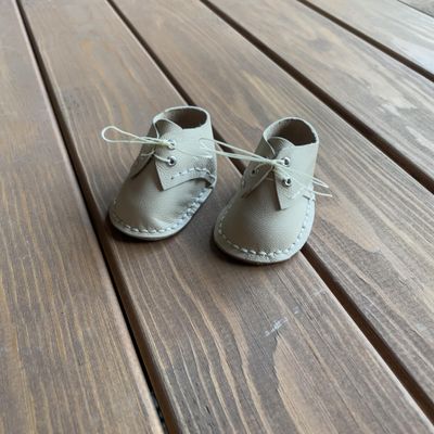 Waldorf Doll Beige Shoes for 16-14 inch Dolls | Handmade Leather Doll Footwear & Boots (With Lace)