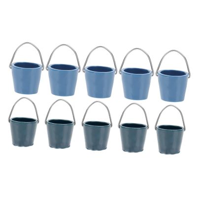 TOYANDONA Mini Bucket Model Micro Landscape Potted Plants 1.2In Metal Beach Bucket Dollhouse Accessories Miniature Garden Decor Desktop Ornament