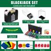 Aoriher Blackjack Casino Game Set, Include 300 Poker Chips, Casino Felt 1 Automatic Card Shuffler 6 Deck Dealer Shoe Discard Holder Tray Aluminum Case for Texas Holdem Blackjack Poker(Green) view 2