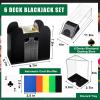 Aoriher Blackjack Casino Game Set, Include 300 Poker Chips, Casino Felt 1 Automatic Card Shuffler 6 Deck Dealer Shoe Discard Holder Tray Aluminum Case for Texas Holdem Blackjack Poker(Green) view 3