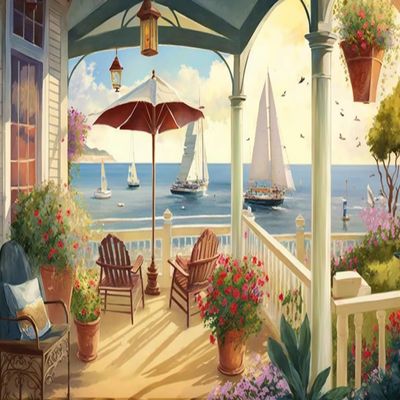 1000 Piece Adult Puzzle, Sea Sailboat Garden Landscape, Puzzle Educational Gift, Room Decor Exercise willpower