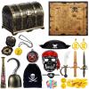 116 Pieces Pirate Treasure Toys, Pirate Treasure Box with Coins Jewels Gems and Pirate Map Compass Telescope for Boy Girl Halloween Cosplay Props Pirate Theme Party Decoration Favor (Cute Style) view 1