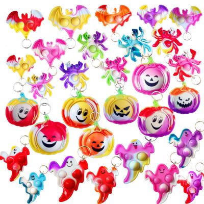 100 Packs Bulk Halloween Pumpkin Spider Ghost Bat Fidget Mini Pop for Kids Party Favors and Classroom Students Gifts