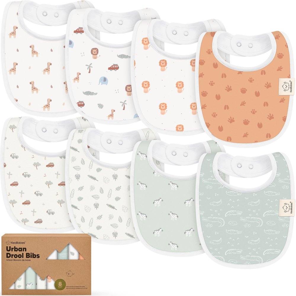 8-Pack Organic Baby Bibs for Boys, Girls - Soft Cotton Drooling and Teething Bibs for Baby Girl & Boy, Extra Absorbent, Easy To Clean & Put On for Toddler, Newborn, Infant 0-24 Months (Wilderness)