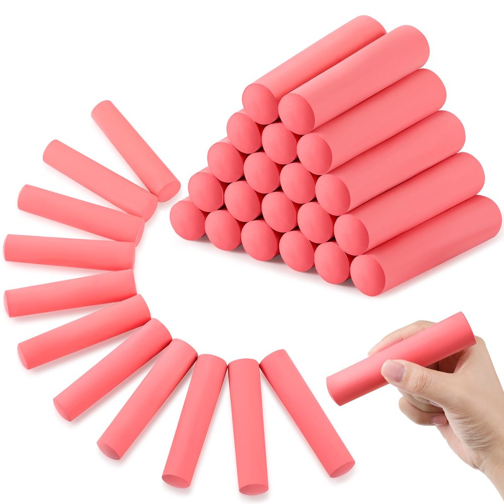 Fulmoon 40 Pcs Jumbo Sidewalk Chalk Outdoor Art Non Toxic Large Washable Street Chalk for Adults Drawing Painting(Red)