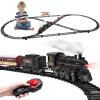 Train Set for Kids,Remote Control Locomotive Engine Under Christmas Tree,Electric Model Train W/Carriages and Long Tracks,Train Toy Gift for Boys Girls Age 4-12 view 1