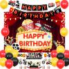 Fangleland Movie Night Birthday Decorations for Girls Boys, Movie Night Themed Indoor Outdoor Happy Birthday Party Supplies Cake Toppers Backdrop Banner view 1