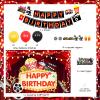 Fangleland Movie Night Birthday Decorations for Girls Boys, Movie Night Themed Indoor Outdoor Happy Birthday Party Supplies Cake Toppers Backdrop Banner view 3