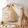 Besrey Kids Play Tent 2 in 1 with Padded Mat and Lights, Large Kids Playhouse with 2 Doors & 4 Windows, Indoor & Outdoor, Christmas Toddler Tent, 51" x35" x 51" view 1