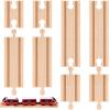 Liliful Pack of 8 Wood Train Track Expansion Packs Compatible with Most Train Tracks (2 Sizes,Mixed Straight) view 1