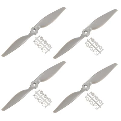 MECCANIXITY 10x5 Propeller RC Propellers 2 Vane Blades Props Grey with Adapter Rings for Electric Airplane Aircraft, Pack of 4