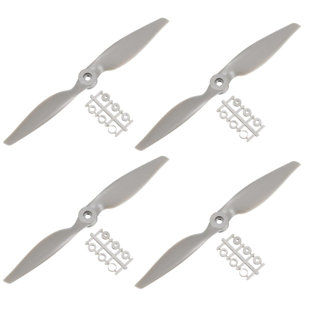 MECCANIXITY 10x5 Propeller RC Propellers 2 Vane Blades Props Grey with Adapter Rings for Electric Airplane Aircraft, Pack of 4