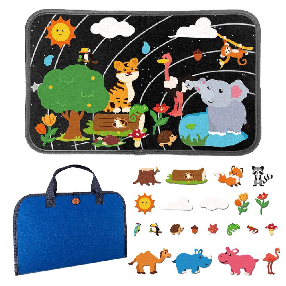 INFUNLY Forest Animals Felt Flannel Board Story Pieces for Preschool Interactive Storytelling Teaching Play Kits for Flannel Board or Felt Board Felt Animals Stories Activity Playset (43PCS)