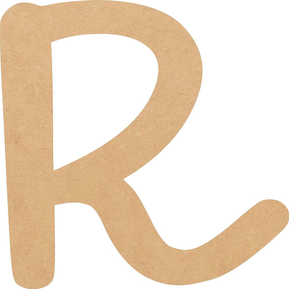 Nursery Baby Decor 6 Inch R Wall Hanging MDF Cutout, Bright Candyen Wooden Letter Unfinished Craft, Paintable DIY Kids Learning Letters