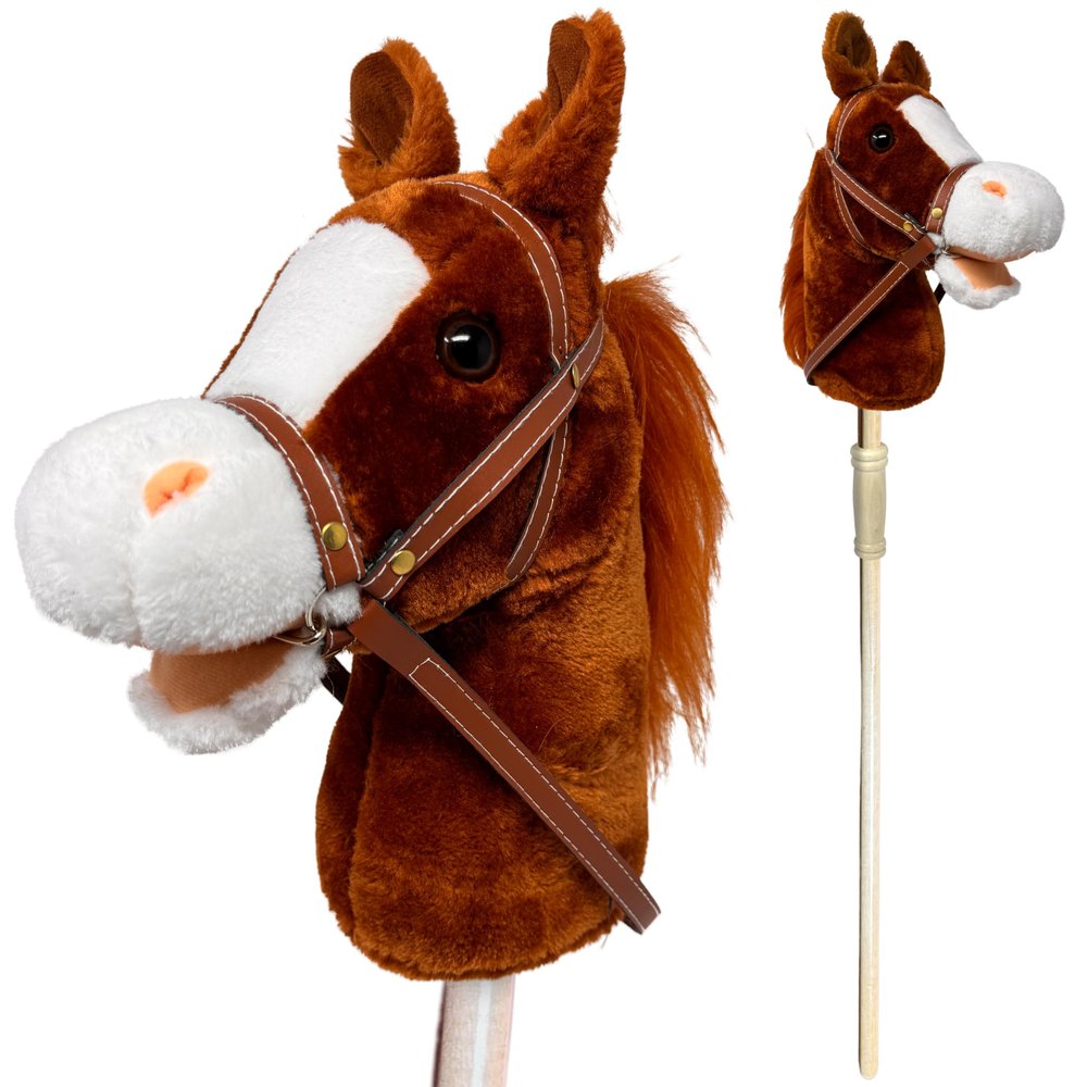 Nature Bound Horse Riding Stick | Handcrafted Plush Hobby Horse Sticks | Handsewn Head, Sturdy Wood Stick | Plus Neighing & Clip-Clop Sounds for Kids Toddlers Preschoolers | Chestnut Red Color