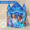 W&O Frozen Princess Tent for Girls with Magical Sound Button, LED Lights, Crown & Wand  Indoor & Outdoor Frozen Tent for Girls Ages 3-7 view 4
