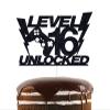 Black Glitter Level 16 Unlocked Cake Topper, Happy 16th Birthday Cake Decor, Teens Gaming Theme 16th Birthday Party Decorations view 1
