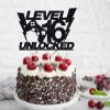 Black Glitter Level 16 Unlocked Cake Topper, Happy 16th Birthday Cake Decor, Teens Gaming Theme 16th Birthday Party Decorations view 3