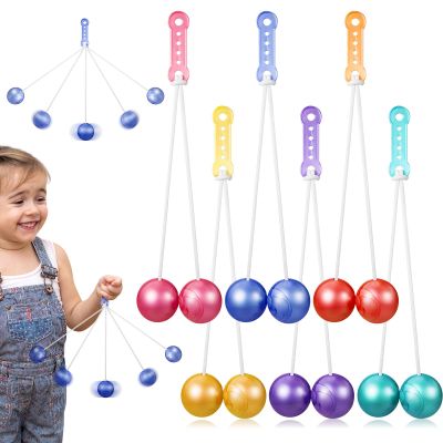 Liliful 6 Pcs Clackers Balls on a String Hands Gifts for Christmas Lato Lato Ladder Balls Gifts for Training Balance Ability Concentration Holiday Stocking Stuffer (Lighted)(Classic)