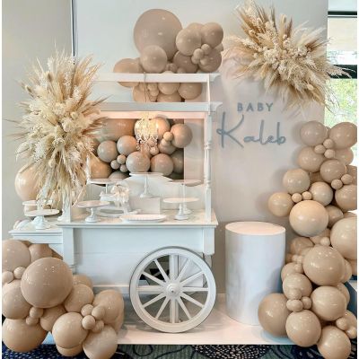 IHEPYQ Tan Balloons Double Stuffed Nude Brown Garland Apricot Different Sizes Neutral Balloon Arch Kit for Teddy Bear Baby Showers Woodland Jungle Themed Birthdays Boho Party Decorations
