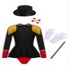 Aislor Girls Circus Ringmaster Costume Long Sleeves Tassel Leotard with Bow Tie Hat Magic Wand Gloves Fancy Dress Up Black 14 Years view 2