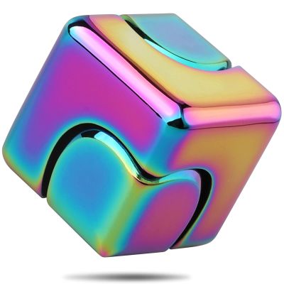 Dilabnba Infinity Cube Fidget Spinner Toy for Kid Adult, Metal EDC Fidget Block Figner Spinner 4 in 1 Focus Spinning Toy, Cool Sensory Desk Gadget Stress Relief Gift for Boy Girl Teen Men (Rainbow)