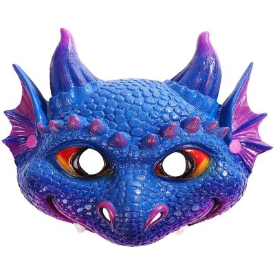 BXT 3D Dragon Mask, PU Foam Dinosaur Full Face Head Masquerade Mask Halloween Christmas Fancy Dress Mask Dragon Costume Cosplay Accessory for Party