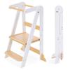 HARPPA Nordi Foldable Toddler Kitchen Tower, Montessori Kitchen Learning Helper, Standing Tower with 3 Adjustable Heights, Suitable Age for 18-48 Months, White view 1