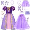 Aoiviss Purple Princess Costume for Girls with 11PCS Princess Cape & Skirt Set for Halloween Party Birthday 6-7/130 view 1