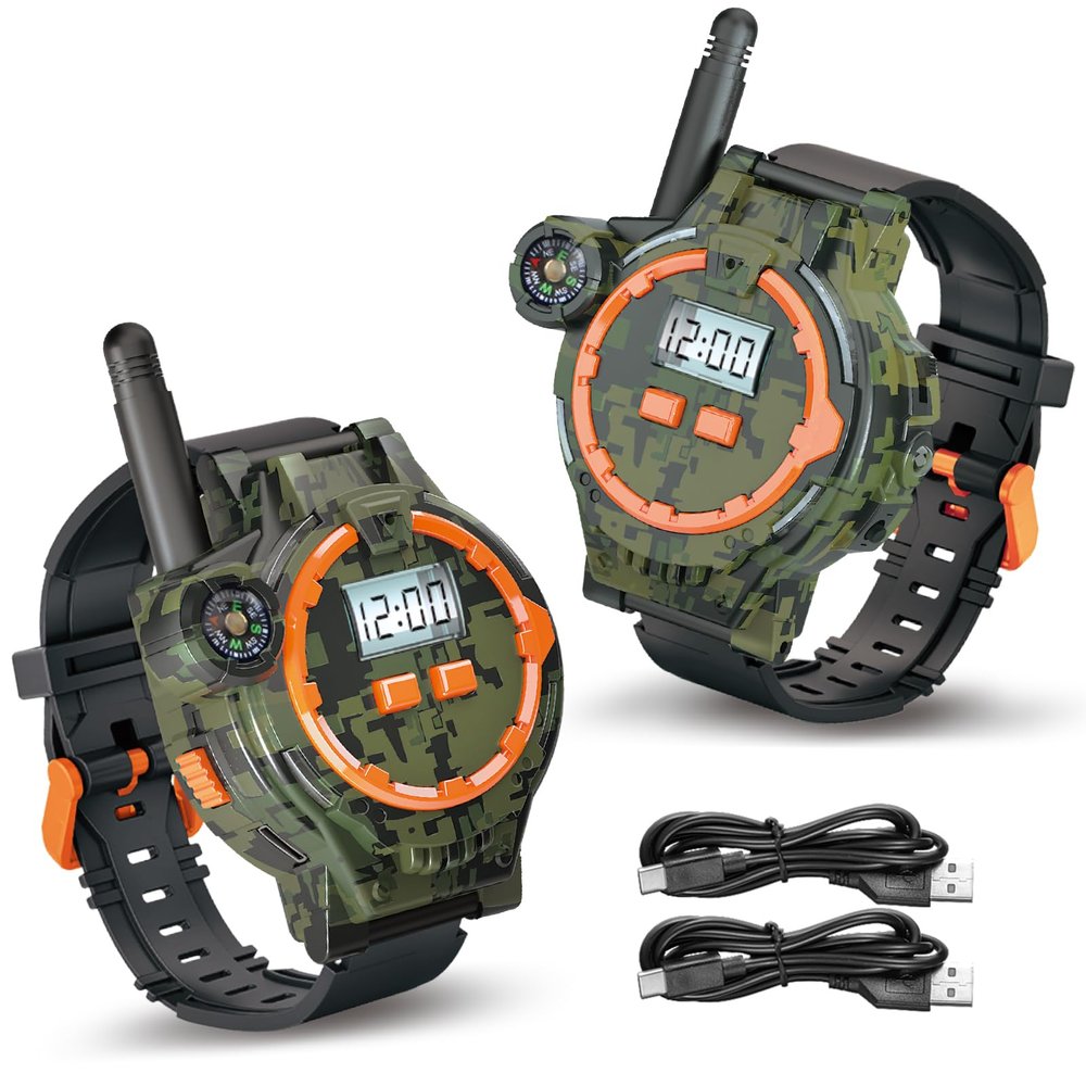 Rechargeable Walkie Talkies for Kids, Two-Way Radio Walky Talky with Flashlight Children Long Range, 2 Pack Interphone Toy for Kids Age 6-12 Outdoor Game for Kid Ages 4-8 Gifts for Boy