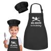 Kids Apron and Chef Hat Set, Grill Maestro in Training Funny Child Apron with 2 Pockets for Boys Girls (Black) view 1
