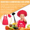 Kids Apron and Chef Hat Set, Grill Maestro in Training Funny Child Apron with 2 Pockets for Boys Girls (Black) view 3