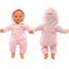 Miunana Baby Doll Clothes 14 to 16 Inch Doll Pink Jumpsuit Hooded Outfits with Cap Handmade Rompers Clothing Set view 2