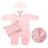 Miunana Baby Doll Clothes 14 to 16 Inch Doll Pink Jumpsuit Hooded Outfits with Cap Handmade Rompers Clothing Set view 3