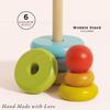 Le Toy Van  Wooden Rainbow Stacker | Girl & Boy 7 Piece Rainbow Wobbling Ring Stacker  Suitable for 18+ Months view 2