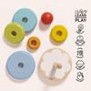 Le Toy Van  Wooden Rainbow Stacker | Girl & Boy 7 Piece Rainbow Wobbling Ring Stacker  Suitable for 18+ Months view 3