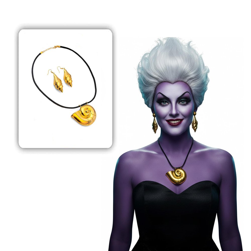 CozofLuv Seashell Necklace and Earings for Role Play (Gold)