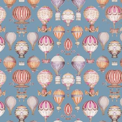 Melody Jane Dolls Houses Dollhouse Wallpaper Vintage Hot Air Balloons 1/2in 1:24 Scale Miniature Print
