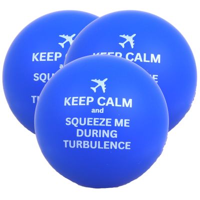 Needzo Keep Calm and Squeeze Me During Turbulence Stress Ball, Fear of Flying Comfort Accessory, 2.48 Inches (Pack of 3)