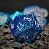 Sage's Portal Labyrinths DND Dice Set 7-Pc Hollow Metal Weave Polyhedral Dungeons and Dragons TTRPG Pathfinder Dice Set (Blue) view 1