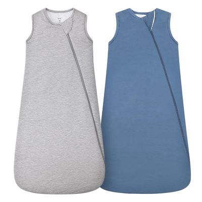 HAPIU Unisex Rayon Made from Bamboo Baby Sleep Sack TOG 1.0, 2-Way Premium Zipper, Wearable Blanket Toddler, 18-36 Months,Light Heather Grey&Moonlight Blue