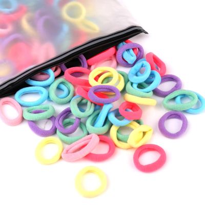 100 Pcs Kids Hair Ties, Soft Nylon Baby No Damage Seamless Bands Ponytail Holders Accessories for Toddler Girls - Abundant Color Choices