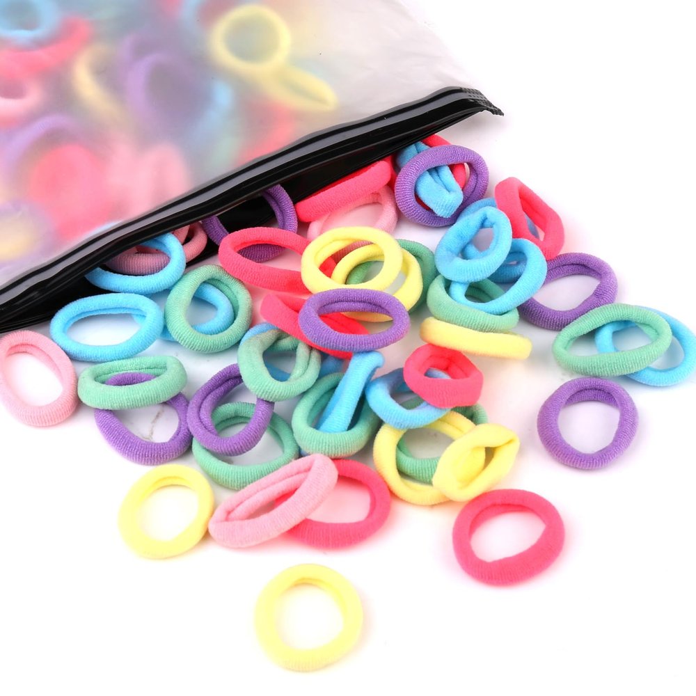 100 Pcs Kids Hair Ties, Soft Nylon Baby No Damage Seamless Bands Ponytail Holders Accessories for Toddler Girls - Abundant Color Choices