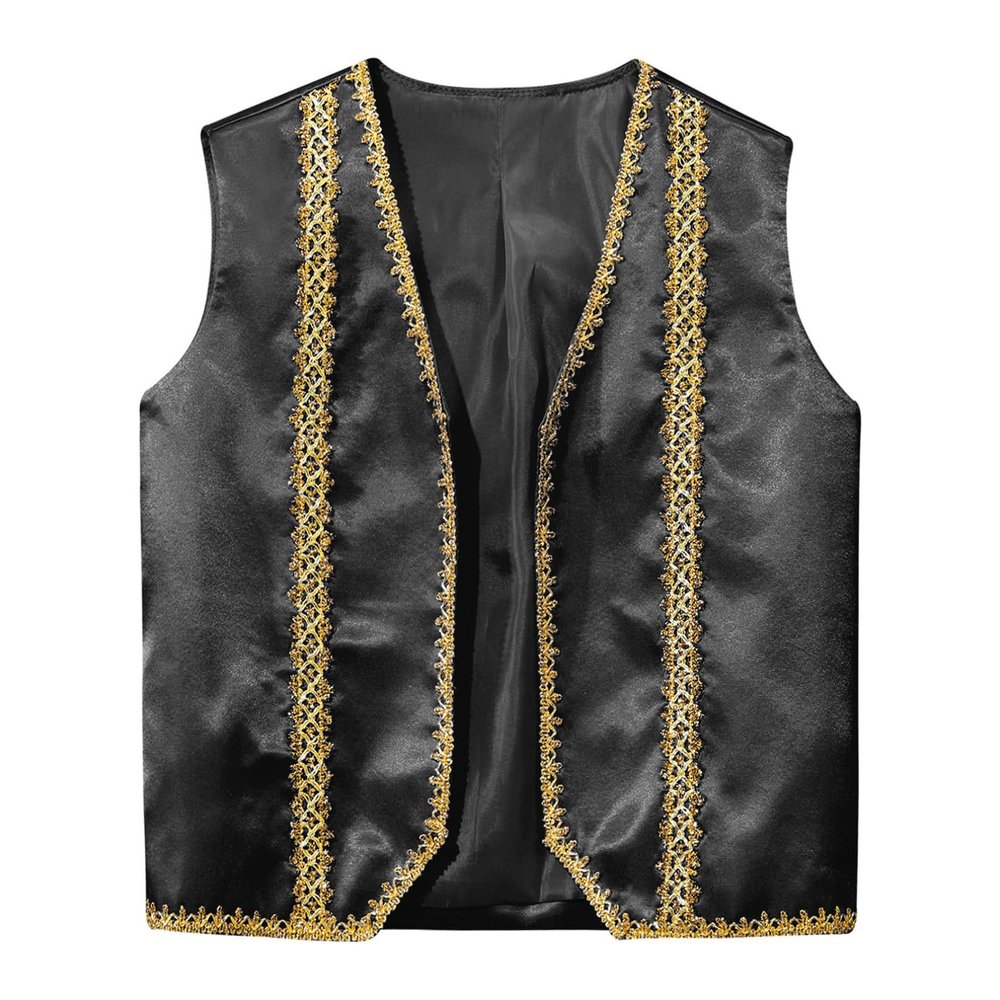 RUNQHUI Kids Medieval Steampunk Waistcoat Costume Boys Girls Halloween Cosplay Renaissance Vest Gothic Jackets Black 6 Years